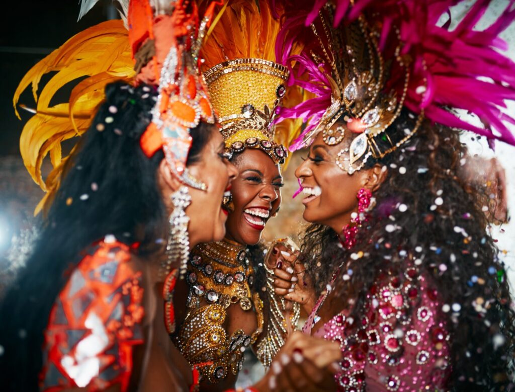 IELTS Arts and Entertainment – carnival dancers celebrating culture and performance.